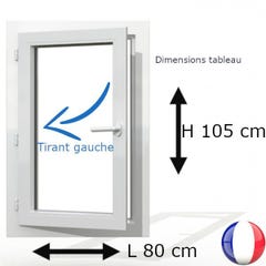 Fenêtre PVC 1 vantail H 105 x L 80 cm OF avec poignée tirant gauche 0
