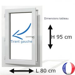 Fenêtre PVC 1 vantail H 95 x L 80 cm OF avec poignée tirant gauche 0