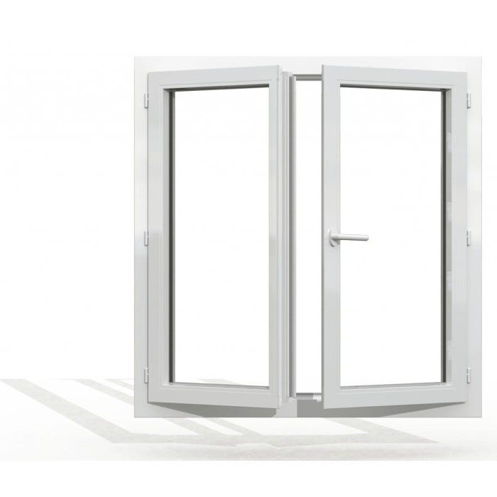 Fenêtre PVC 2 vantaux H 155 x L 100 cm OB avec poignée 1