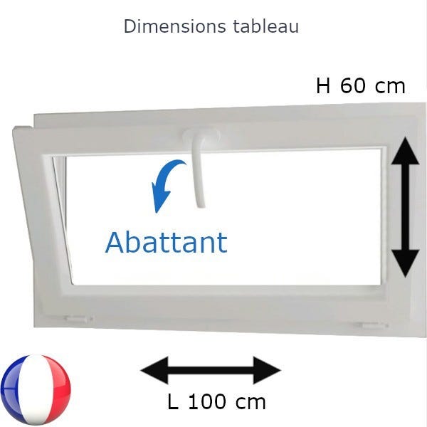 Fenêtre PVC abattant H 60 x L 100 cm avec poignée 0