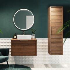 Meuble de salle de bain SORENTO 80cm + plan vasque à poser + colonne Chêne Cognac 1