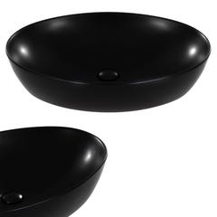 RAVELLO Vasque céramique ovale à poser 61 x 41 cm noir brillant 3