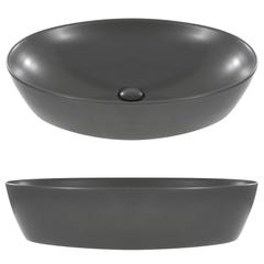RAVELLO Vasque céramique ovale à poser 61 x 41 cm gris mat 3