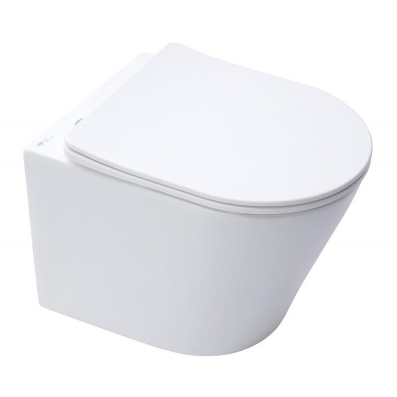 Grohe Pack WC Bâti autoportant + WC blanc mat sans bride Infinitio + Abattant frein de chute + Plaque chrome, ProjectInfinitioMat-1 2
