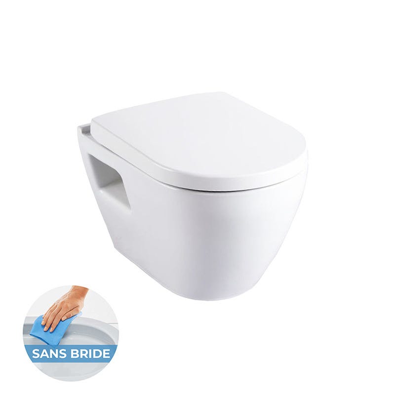 Grohe Pack WC Bâti autoportant Rapid SL + WC sans bride Serel + Abattant softclose + Plaque chrome mat (ProjectSM26-5) 2