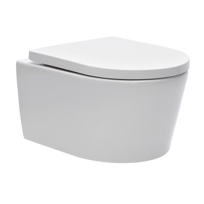 Grohe Pack WC bâti autoportant + WC sans bride SAT + Abattant softclose + Plaque chrome + Set habillage 1