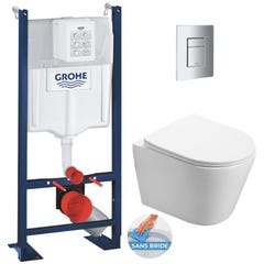 Grohe Pack WC Bâti autoportant + WC sans bride SAT Infinitio + Abattant softclose + Plaque chrome mat (ProjectInfinitio-5) 0