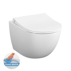Pack WC Bati-support Geberit + WC Vitra Sento fixations invisibles + Abattant softclose + Plaque blanche (GebSento-B) 2