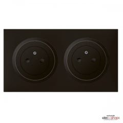 Double prise de courant affleurante précablée Dooxie Noir - complet Legrand DC600532 0