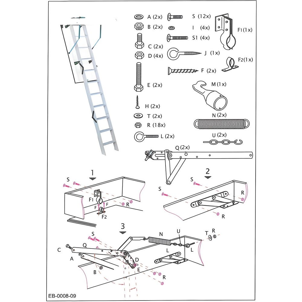 HandyStairs escalier escamotable Profi - Dimensions du caisson 130 x 70 cm - Hauteur 280 cm - Valeur U 1,26 W/m² 1