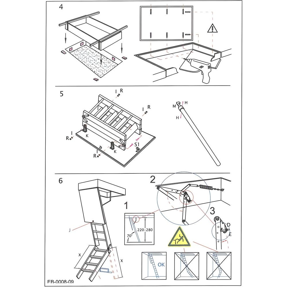 HandyStairs escalier escamotable Profi - Dimensions du caisson 110 x 70 cm - Hauteur 280 cm - Valeur U 1,26 W/m² 2