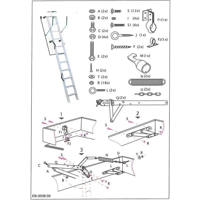 HandyStairs escalier escamotable Profi - Dimensions du caisson 110 x 70 cm - Hauteur 280 cm - Valeur U 1,26 W/m² 1