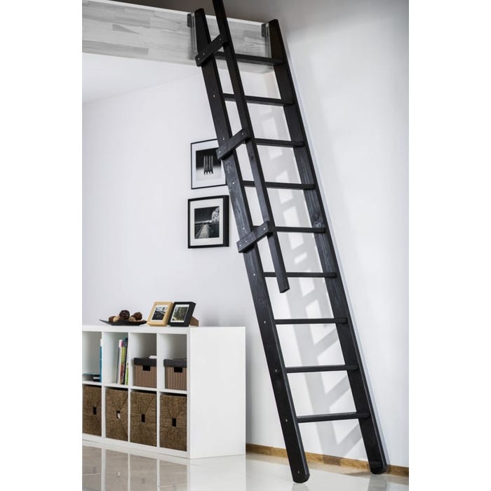 Escalier de meunier extensible pour cage d'escalier 60 x 90 cm - RAL 9005 0