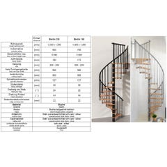 Escalier en colimaçon cadence - diamètre 120cm - métal gris avec marches en hêtre et rampe en PVC 3
