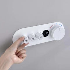 Pack mitigeur thermostatique de douche encastrée ronde cascade - Blanc 3