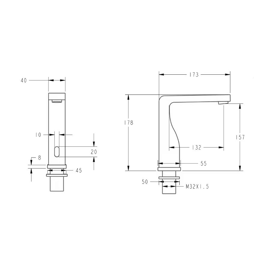 Robinet lavabo automatique design, eau froide Noir- Pula 1