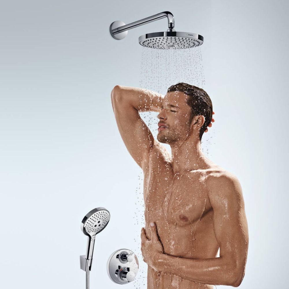 Lot robinet douche encastré thermostatique HANSGROHE Ecostat S + Douche de tête Raindance S 300 Design rond 6