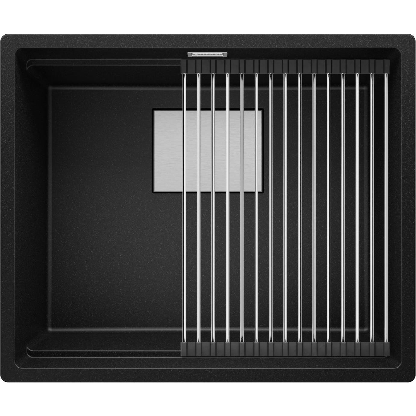 Evier Cuisine en Granit Noir, 56 x 47 cm, Lavabo 1 bac + Kit de Vidage, Évier à Encastrer de Primagran 0