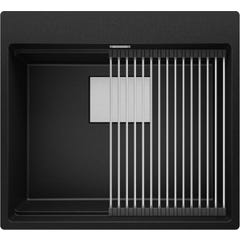 Evier Cuisine en Granit Noir, 58 x 53 cm, Lavabo 1 bac + Kit de Vidage, Évier à Encastrer de Primagran 5