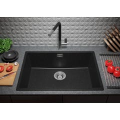 Evier Cuisine en Granit Graphite, 66 x 47 cm, Lavabo 1 bac + Kit de Vidage, Évier à Encastrer de Primagran 2