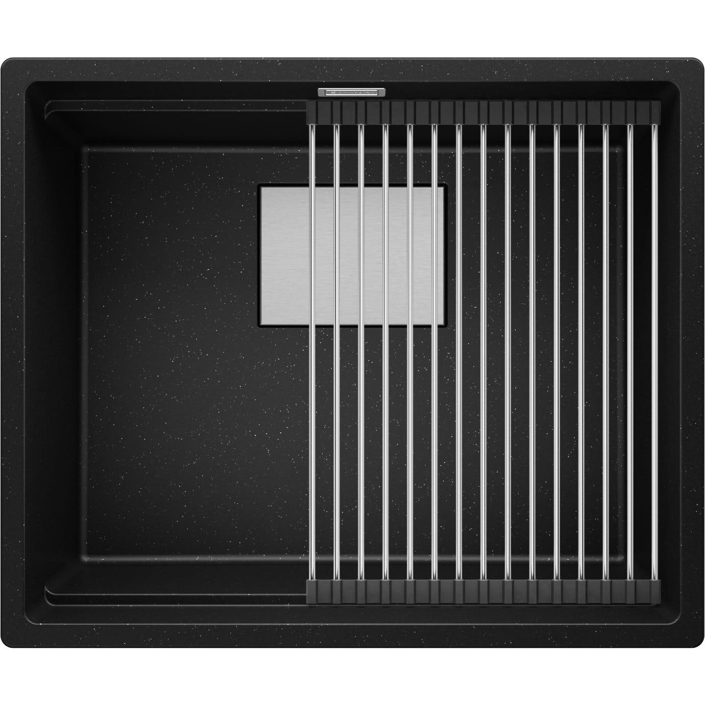 Evier Sous Plan Noir Metallic, 56 x 47 cm, Evier en Granit 1 bac + Kit de Vidage, Lavabo Cuisine de Primagran 0