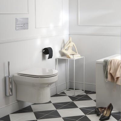 Pack WC suspendu sans bride JACOB DELAFON Elite + bâti-support + plaque Blanc brillant/Blanc mat + accessoires 3