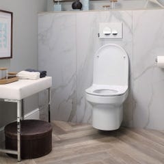 Pack WC suspendu sans bride JACOB DELAFON Elite + bâti-support + plaque Chrome brillant/Blanc mat + accessoires 1