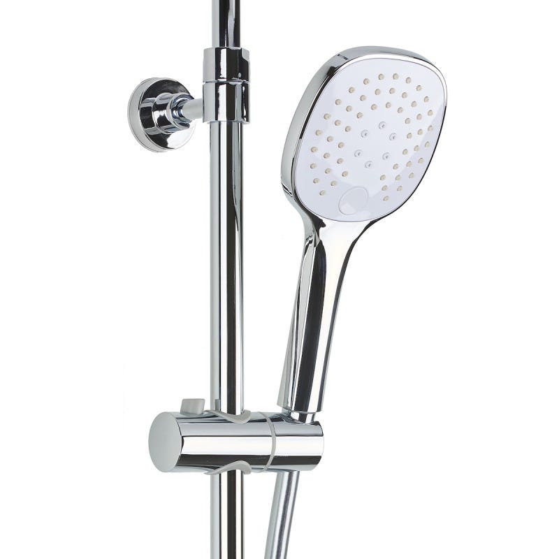 Optima colonne de douche avec mitigeur thermostatique, tête de douche XXL 250 mm, douchette 3 jets, Blanc/Chrome (OPTIMASSTZ) 3