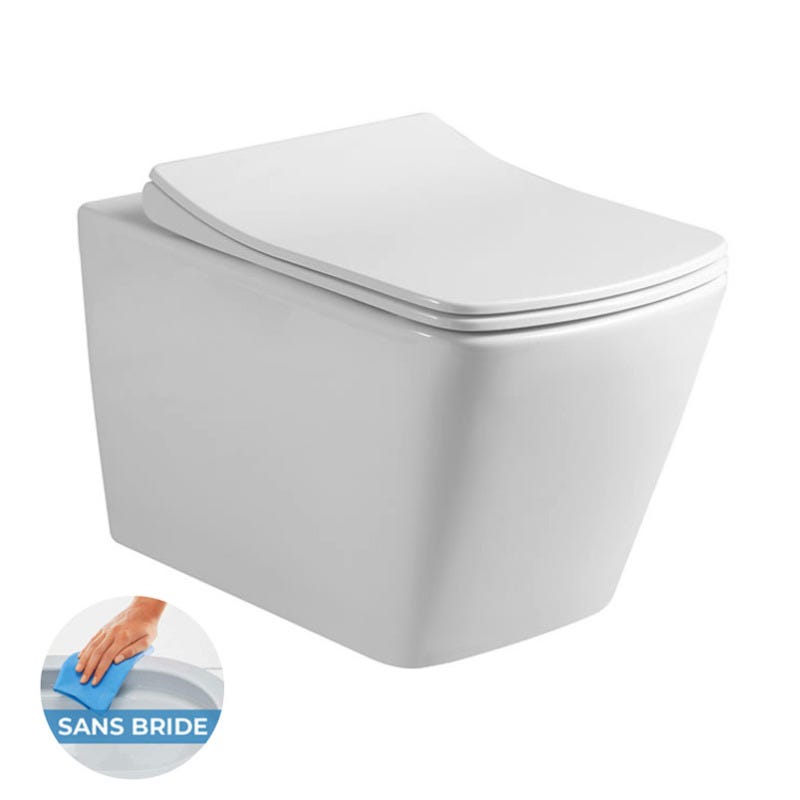 Grohe Pack WC Bâti-support + WC sans bride Infinitio Design + Abattant softclose + Plaque chrome mat 2