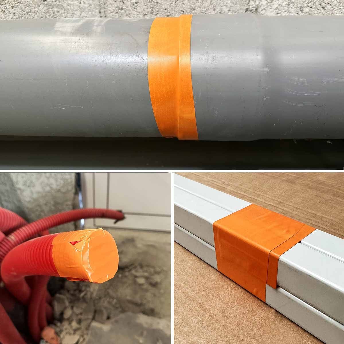 Lot de 108 Rubans adhésifs PVC orange bâtiment 50 mm x 33 m - Rouleau adhésif TECPLAST 1