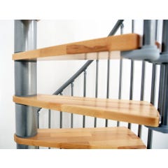 Escalier en colimaçon Cadance - diamètre 120cm - métal gris avec marches en hêtre et rampe en PVC 2