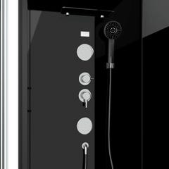 Cabine de douche Hydromassante 90x90x215 cm - Fond Noir avec Bande Miroir - WEB MIRROR 1
