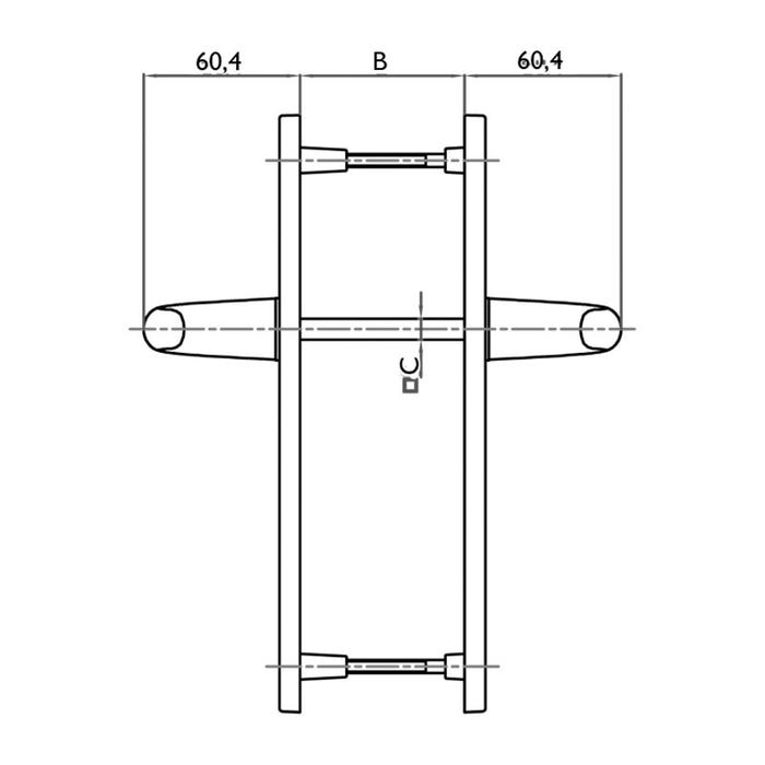 Garniture rio-e sur plaques de 24mm - Entraxe (mm) : 70 - Carré (mm) : 7 - Ep. Porte (mm) : 70-80 - 1