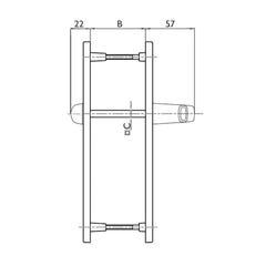 Garniture eva-e saillie réduite sur plaques de 24mm - Carré (mm) : 8 - Entraxe (mm) : 92 - Ep. Porte (mm) : 58-70 - Fin 1