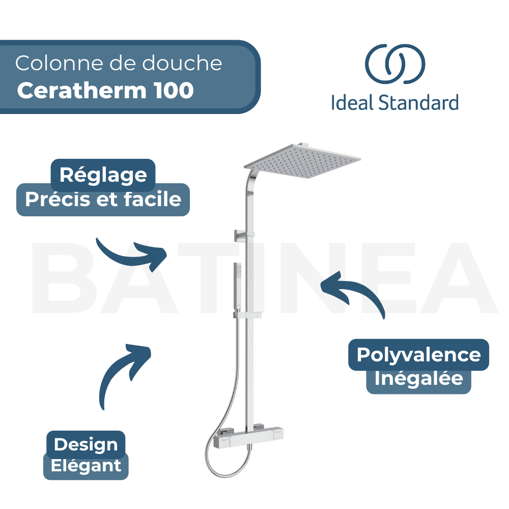 Colonne de douche thermostatique IDEAL STANDARD Ceratherm C100 3