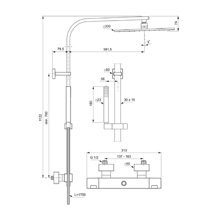 Colonne de douche thermostatique IDEAL STANDARD Ceratherm C100 + microfibre 4