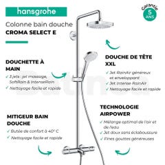 Colonne bain douche thermostatique HANSGROHE Croma Select E 180 blanc et chromée + nettoyant Briochin 4