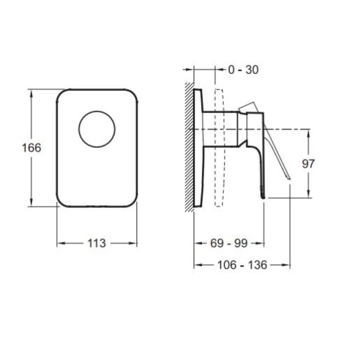 Mitigeur douche encastrable Jacob Delafon Aleo+ 1 sortie