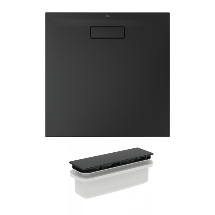 IDEAL STANDARD Receveur 80 X 80 Ultra Flat New acrylique carre noir mat bonde incluse 0