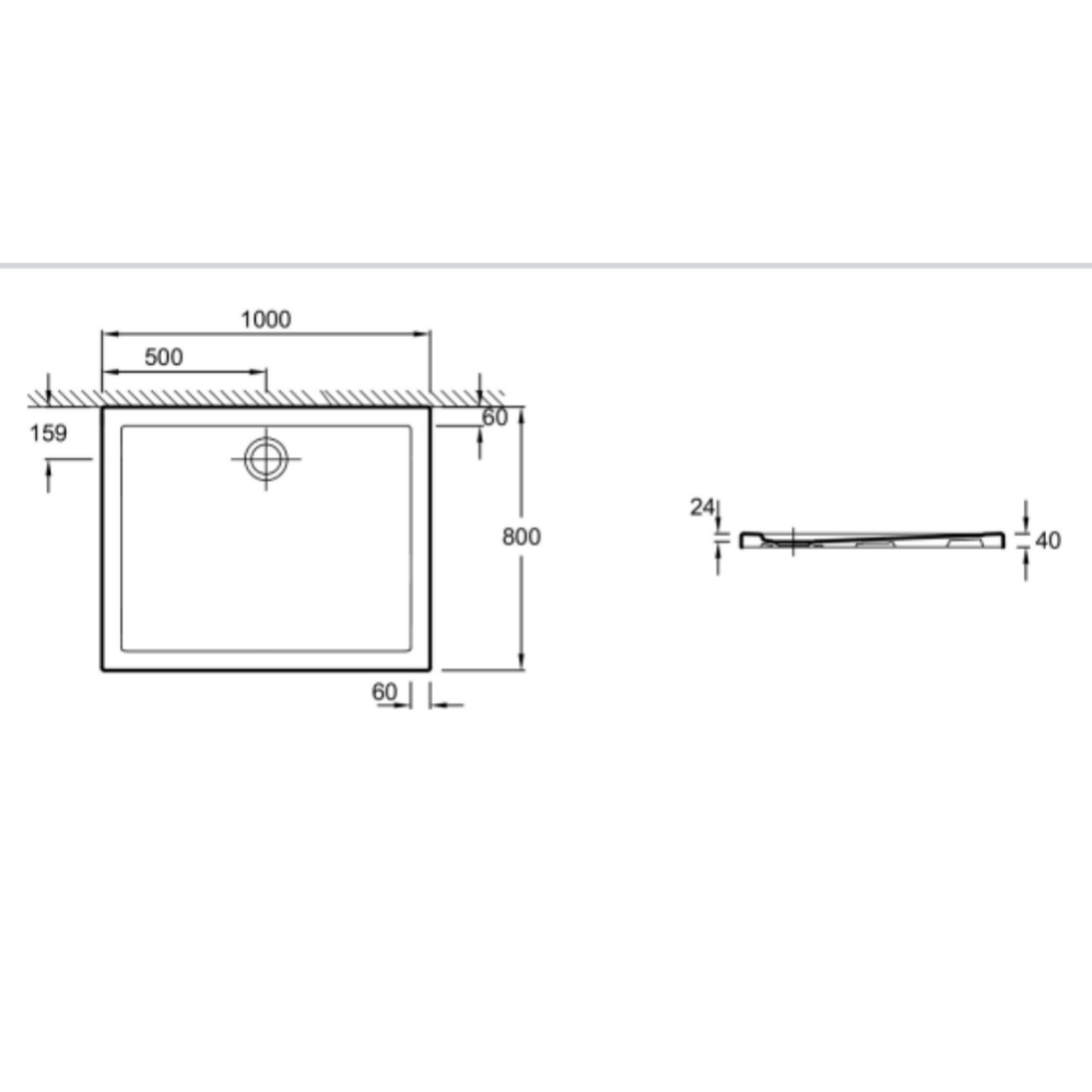 Receveur de douche 100 x 80 JACOB DELAFON Kyreo ceramique rectangle