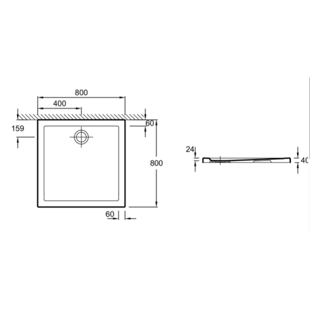Receveur de douche 80 x 80 JACOB DELAFON Kyreo ceramique carré blanc