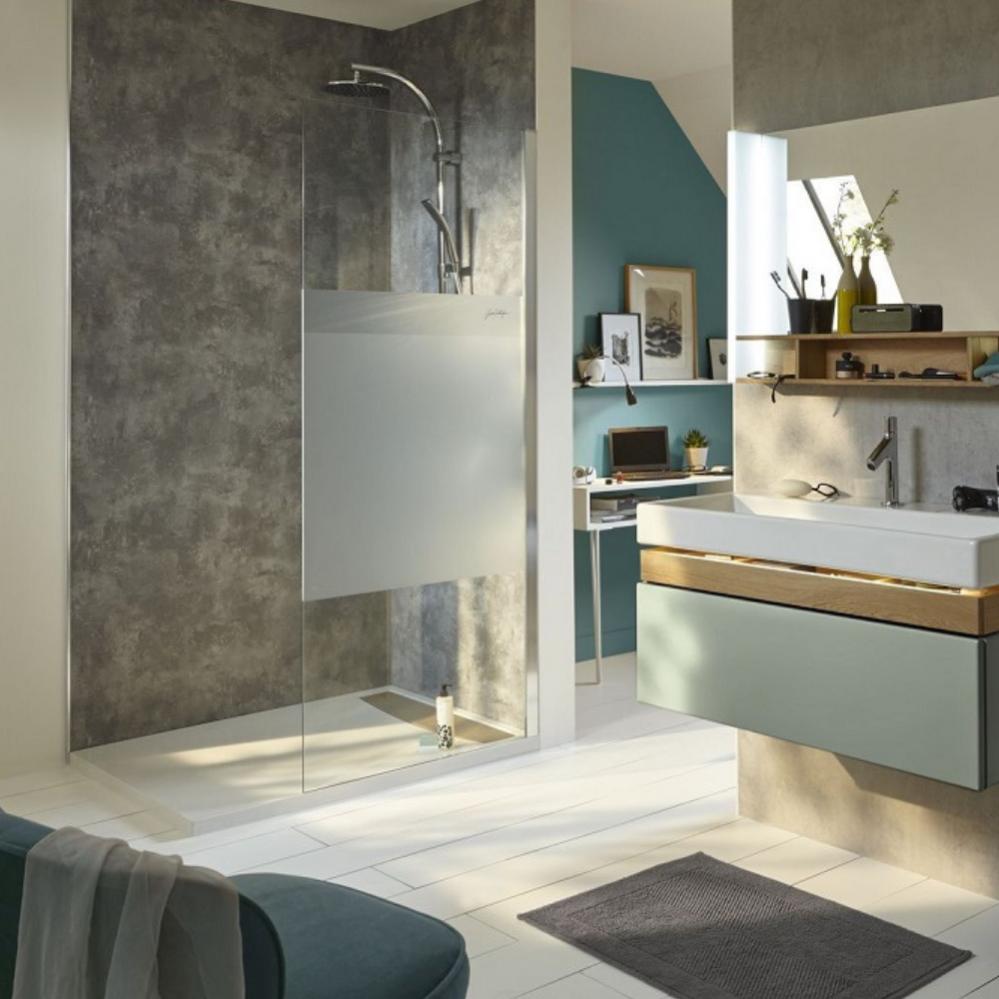 Paroi de douche fixe 200x140 JACOB DELAFON Contra avec bande d'intimité