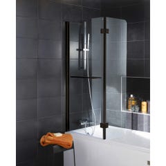 Schulte Pare-baignoire rabattable, verre transparent anticalcaire 5 mm, paroi de baignoire 2 volets, écran de baignoire pivotant 112 x 150 cm, noir