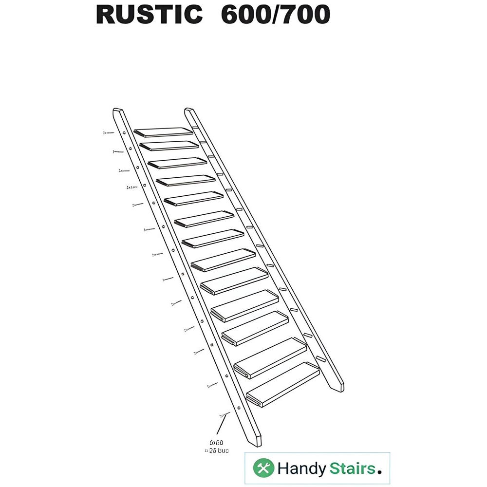 Escalier de meunier "RUSTIC70" - Bois de hêtre - Largeur 70cm - Hauteur 280cm - Gain de place 3