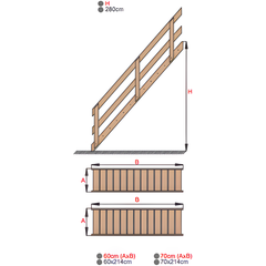 Escalier de meunier "RUSTIC70" - Bois de pin - Largeur 70cm - Hauteur 280cm - Gain de place 1