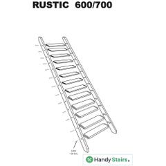 Escalier de meunier "RUSTIC70" - Bois de pin - Largeur 70cm - Hauteur 280cm - Gain de place 3