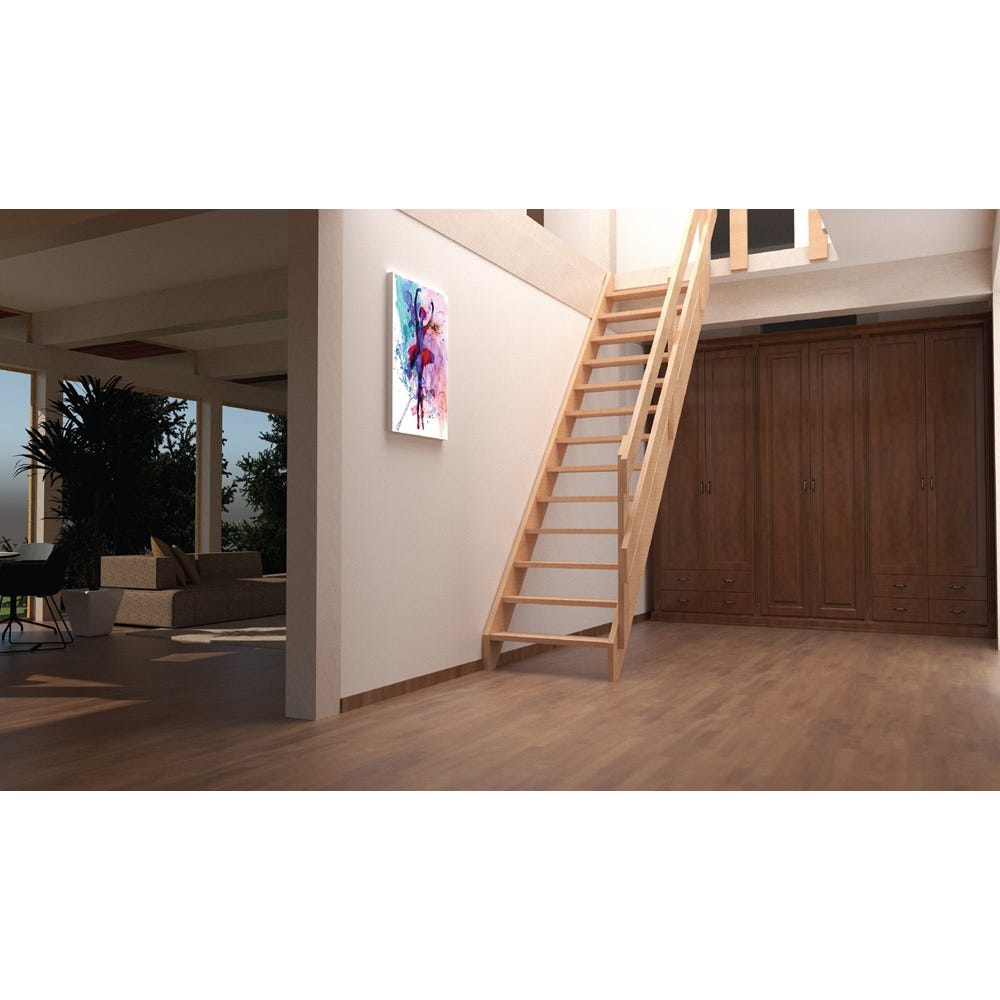Escalier de meunier "RUSTIC70" - Bois de pin - Largeur 70cm - Hauteur 280cm - Gain de place 0