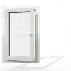 Fenêtre PVC 1 vantail H 60 x L 40 cm OF avec poignée verre brouillé tirant gauche 1