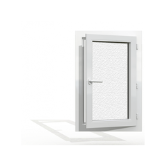 Fenêtre PVC 1 vantail H 60 x L 50 cm OF avec poignée verre brouillé tirant droit 1