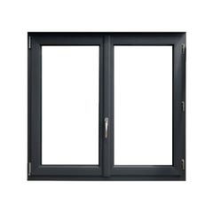 Fenêtre PVC 2 vantaux H 125 x L 100 cm OB anthracite avec poignée 1
